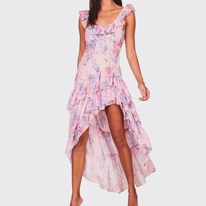 NWT LOVESHACKFANCY Winslow Lilac Floral High-Low Ruffle Dress Size 6